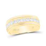 10kt Yellow Gold Mens Round Diamond Wedding Single Row Band Ring 1 Cttw