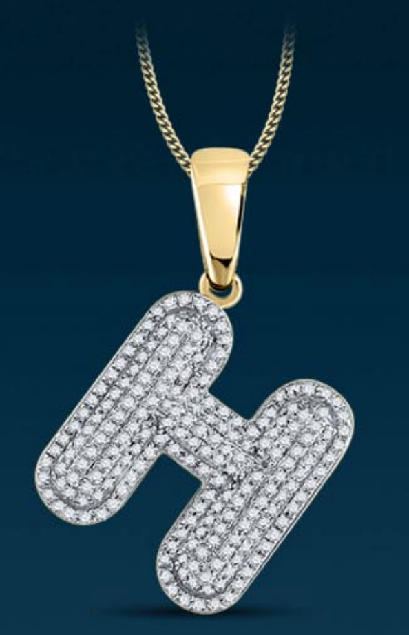 10k Genuine Diamond Bubble Letters Initials A-Z