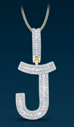 10k Genuine Diamond Baguette Letters Initials A-Z