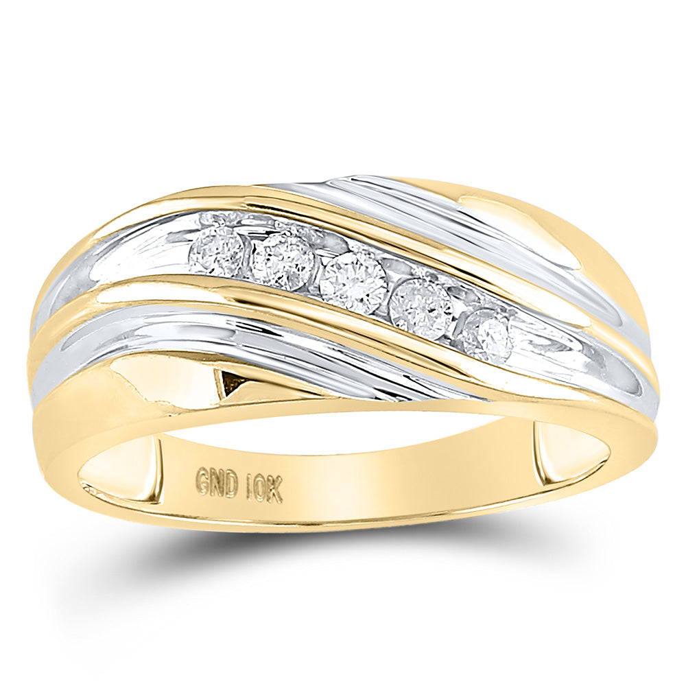 10kt Yellow Gold Mens Round Diamond Wedding Band Ring 1/4 Cttw