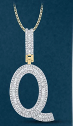 10k Genuine Diamond Baguette Letters Initials A-Z