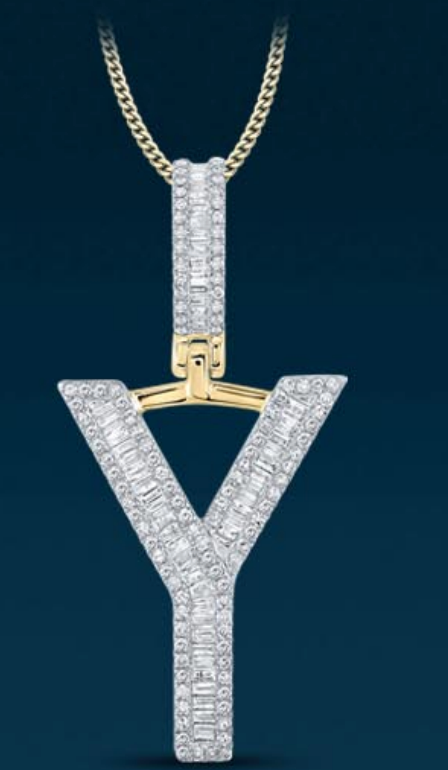 10k Genuine Diamond Baguette Letters Initials A-Z