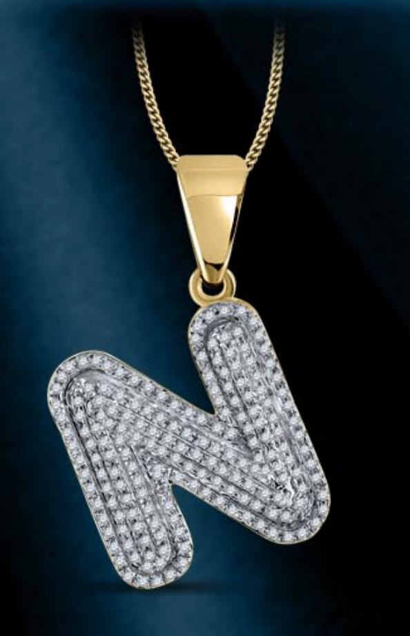 10k Genuine Diamond Bubble Letters Initials A-Z