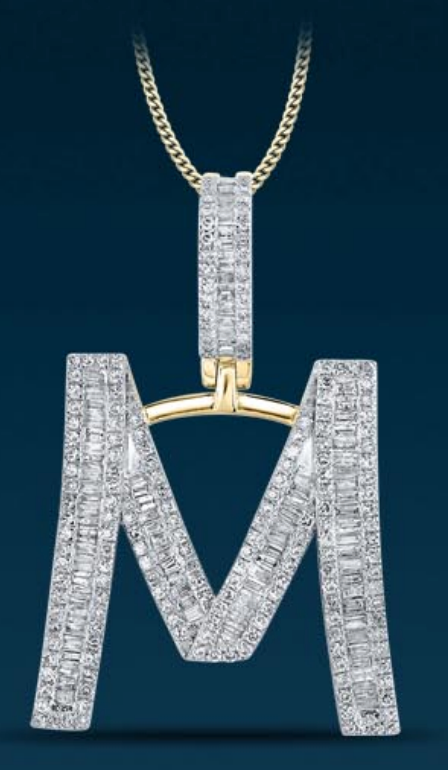 10k Genuine Diamond Baguette Letters Initials A-Z