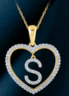 10k Genuine Diamond Heart Cut Out Letters Initials A-Z