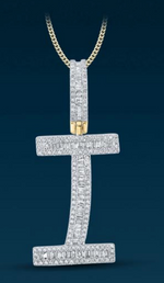 10k Genuine Diamond Baguette Letters Initials A-Z