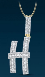 10k Genuine Diamond Baguette Letters Initials A-Z