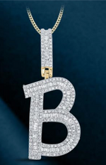 10k Genuine Diamond Baguette Letters Initials A-Z