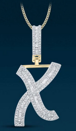 10k Genuine Diamond Baguette Letters Initials A-Z