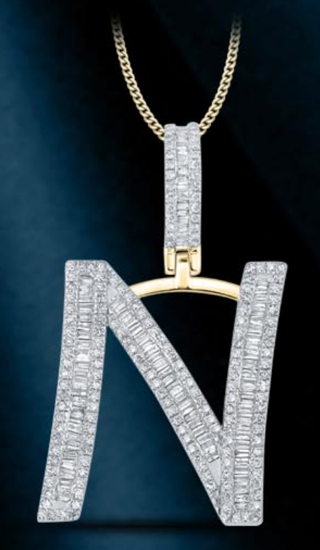 10k Genuine Diamond Baguette Letters Initials A-Z