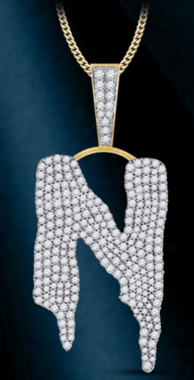 10k Genuine Diamond Drip Letters Initials A-Z