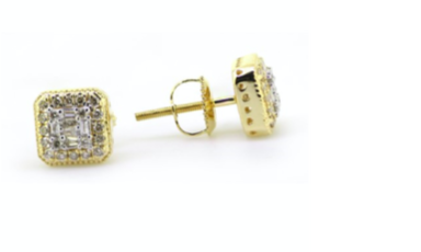 10k Genuine Diamond earring .33 ctw Square baguette