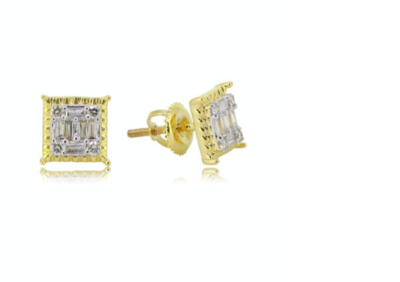 10k Genuine Diamond earring .33 ctw Square