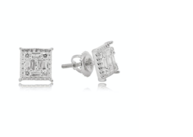 10k Genuine Diamond earring .33 ctw Square