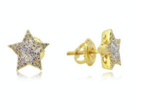 10k Genuine Diamond earring .40 ctw Bagutte Star