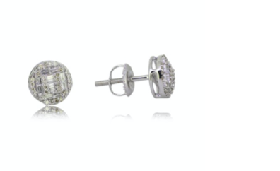 10k Genuine Diamond earring .30 ctw Round Baguette