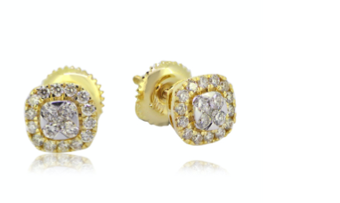 10k Genuine Diamond earring .38 ctw Square