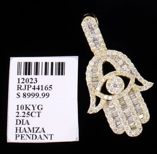 10k Genuine Diamond Hamsa 2.25 Ctw Baguette