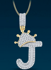 10k Genuine Diamond Baguette Crown Letters Initials A-Z