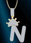 10k Genuine Diamond Baguette Crown Letters Initials A-Z