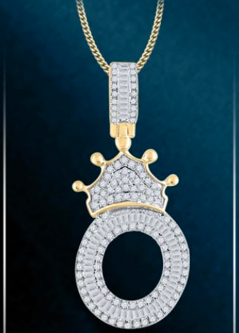 10k Genuine Diamond Baguette Crown Letters Initials A-Z