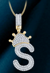 10k Genuine Diamond Baguette Crown Letters Initials A-Z