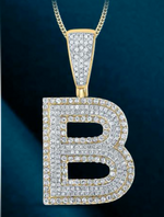 10k Genuine Diamond Two Tone Letters Initials A-Z