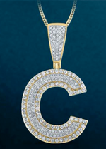 10k Genuine Diamond Two Tone Letters Initials A-Z