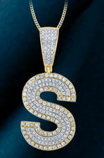 10k Genuine Diamond Two Tone Letters Initials A-Z