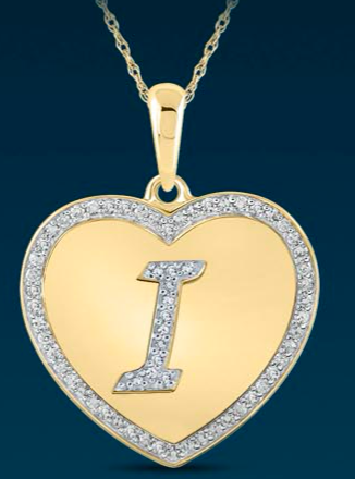 10k Genuine Diamond Heart Letters w/ plate A-Z