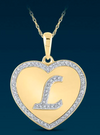 10k Genuine Diamond Heart Letters w/ plate A-Z