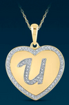 10k Genuine Diamond Heart Letters w/ plate A-Z