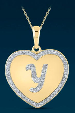 10k Genuine Diamond Heart Letters w/ plate A-Z