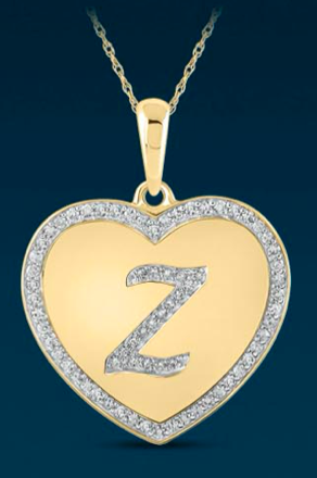 10k Genuine Diamond Heart Letters w/ plate A-Z