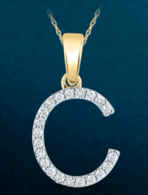 10k Genuine Diamond Single Row Letters Initials A-Z