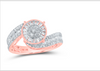 Round Genuine Baguette Diamond Engagement Ring