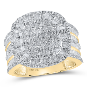 Genuine Square Diamond Bagutte Ring