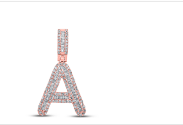 10k diamond initials with Baguettes A-Z initials