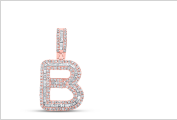 10k diamond initials with Baguettes A-Z initials