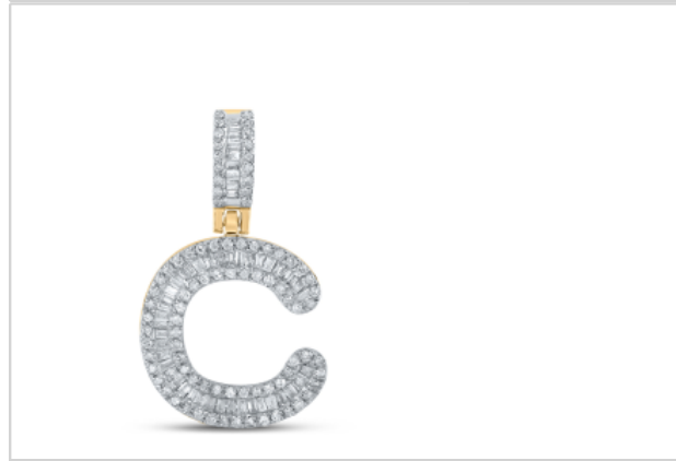 10k diamond initials with Baguettes A-Z initials