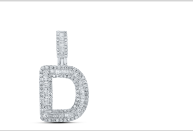 10k diamond initials with Baguettes A-Z initials