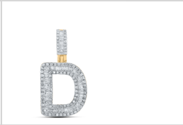 10k diamond initials with Baguettes A-Z initials