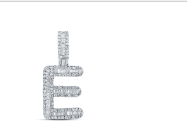 10k diamond initials with Baguettes A-Z initials