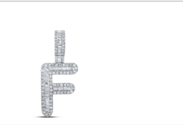 10k diamond initials with Baguettes A-Z initials