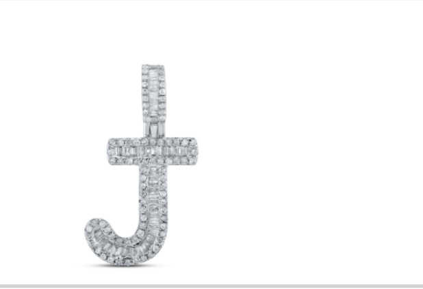 10k diamond initials with Baguettes A-Z initials