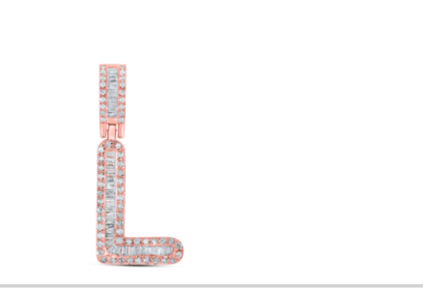 10k diamond initials with Baguettes A-Z initials