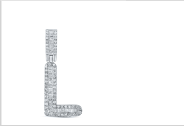 10k diamond initials with Baguettes A-Z initials