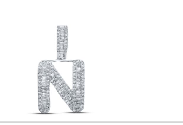 10k diamond initials with Baguettes A-Z initials