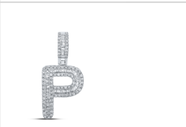 10k diamond initials with Baguettes A-Z initials