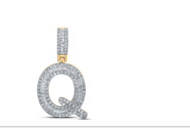 10k diamond initials with Baguettes A-Z initials